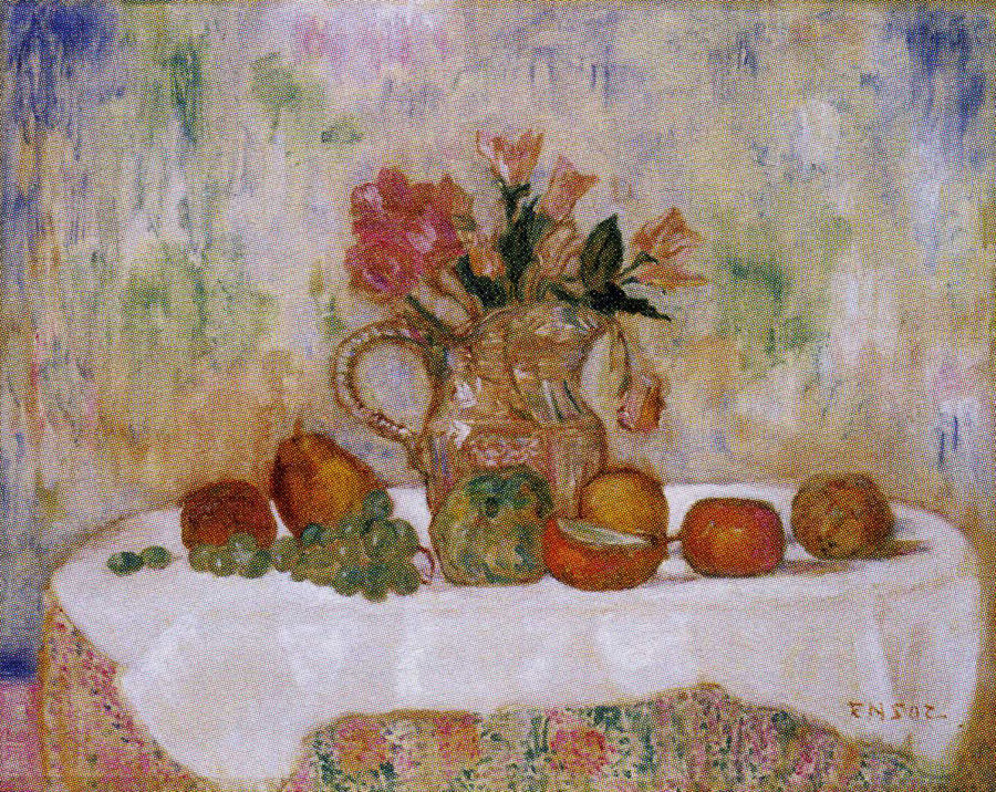 Fruit, Flowers and Pink Pitcher - James Ensor