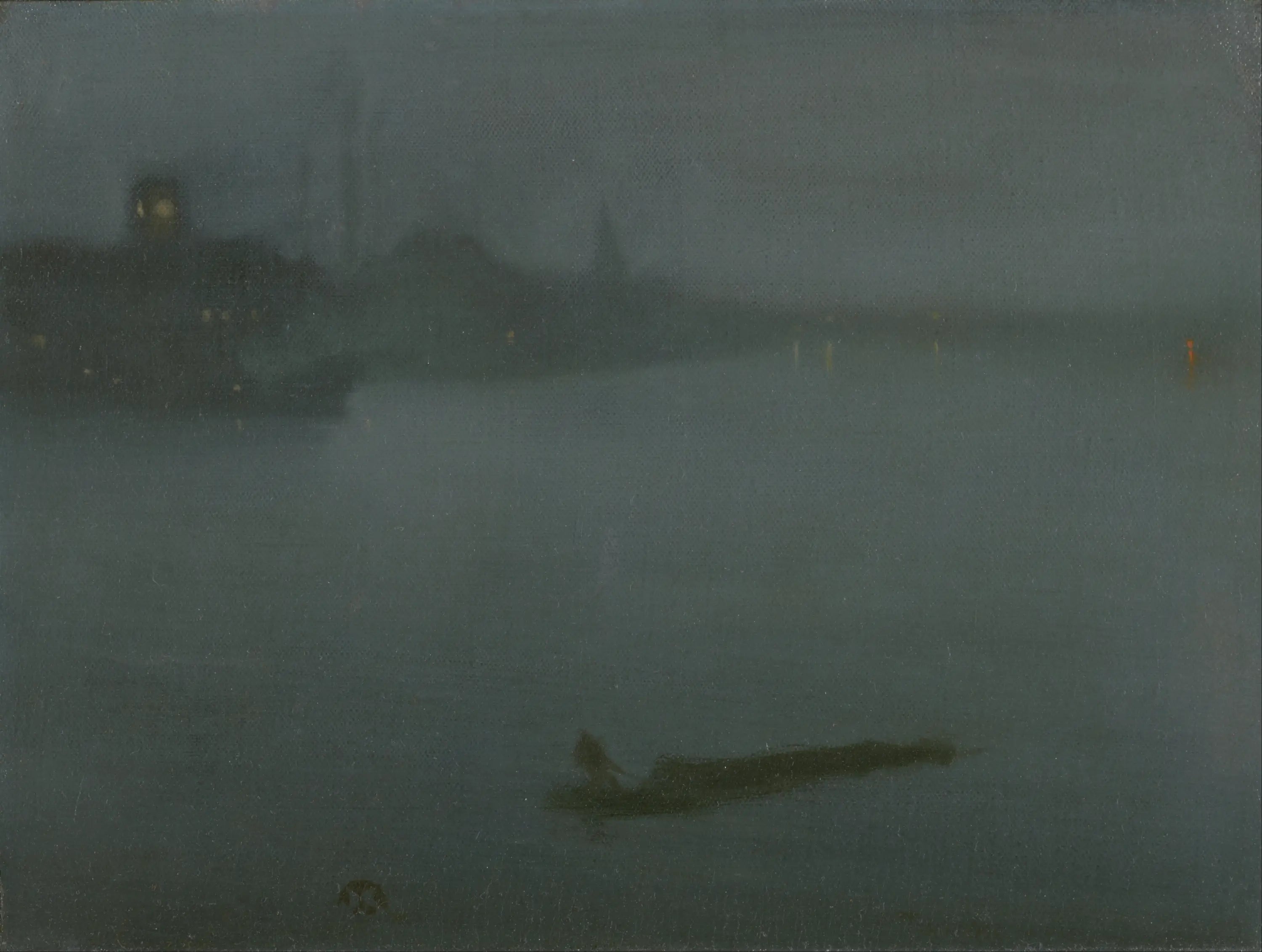 Reproduction du tableau « Nocturne en bleu et argent - James Abbott McNeill Whistler » par Alpha Reproduction en peinture à l’huile