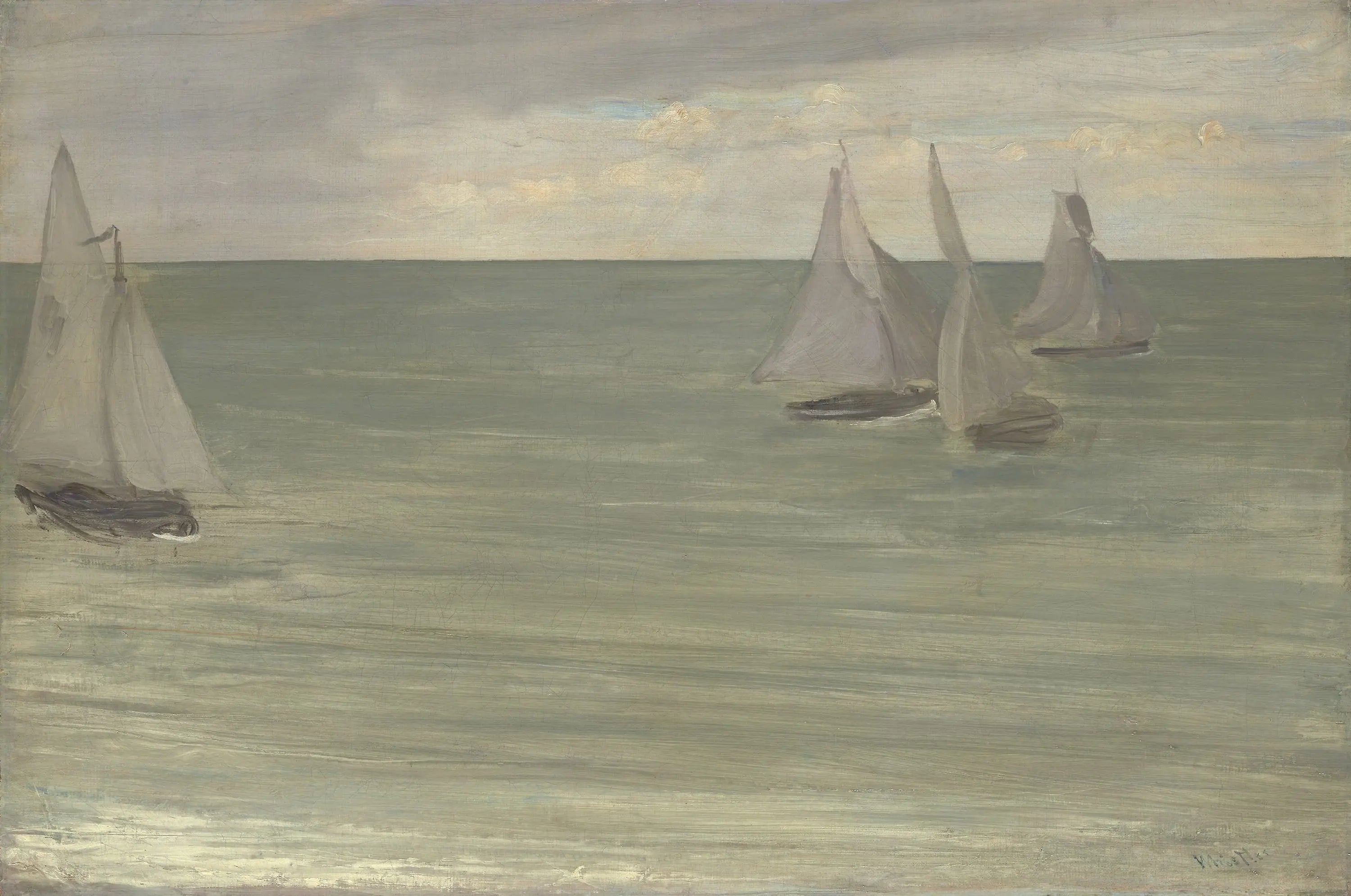 Reproduction du tableau « Trouville (Gris et Vert, la mer d'argent) - James Abbott McNeill Whistler » par Alpha Reproduction en peinture à l’huile