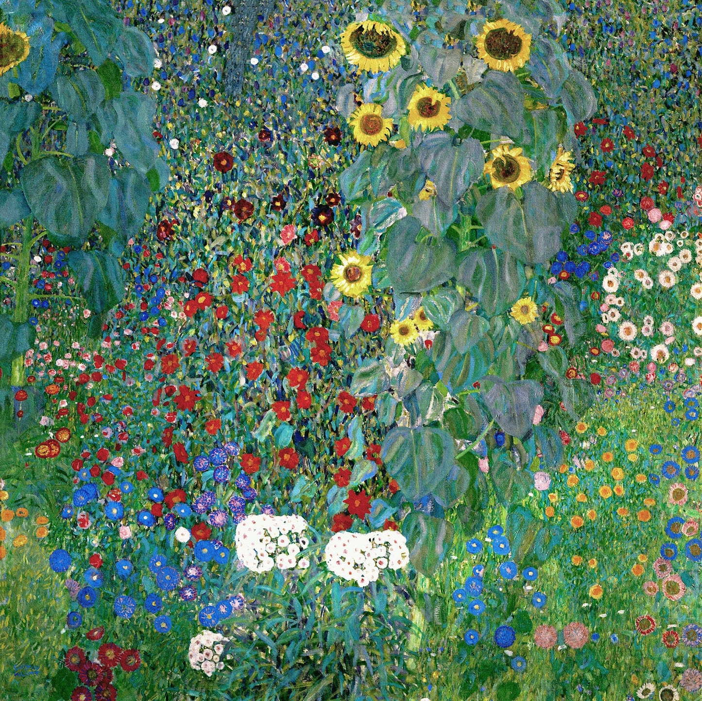 🌻✨ Plattelandstuin met zonnebloemen – Gustav Klimt (rond 1905–1907)