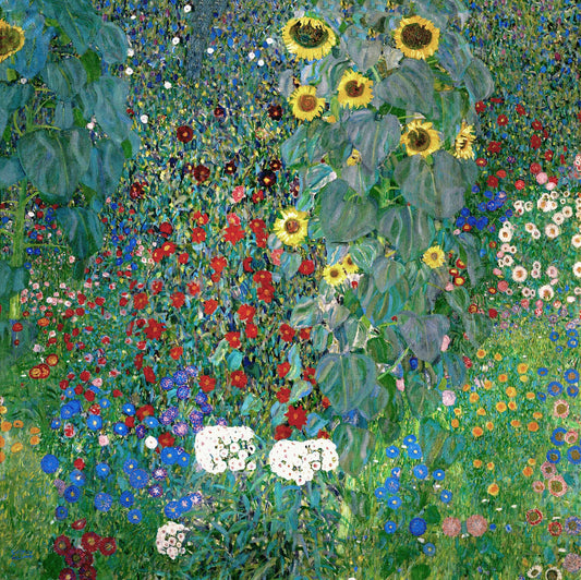 🌻✨ Plattelandstuin met zonnebloemen – Gustav Klimt (rond 1905–1907)