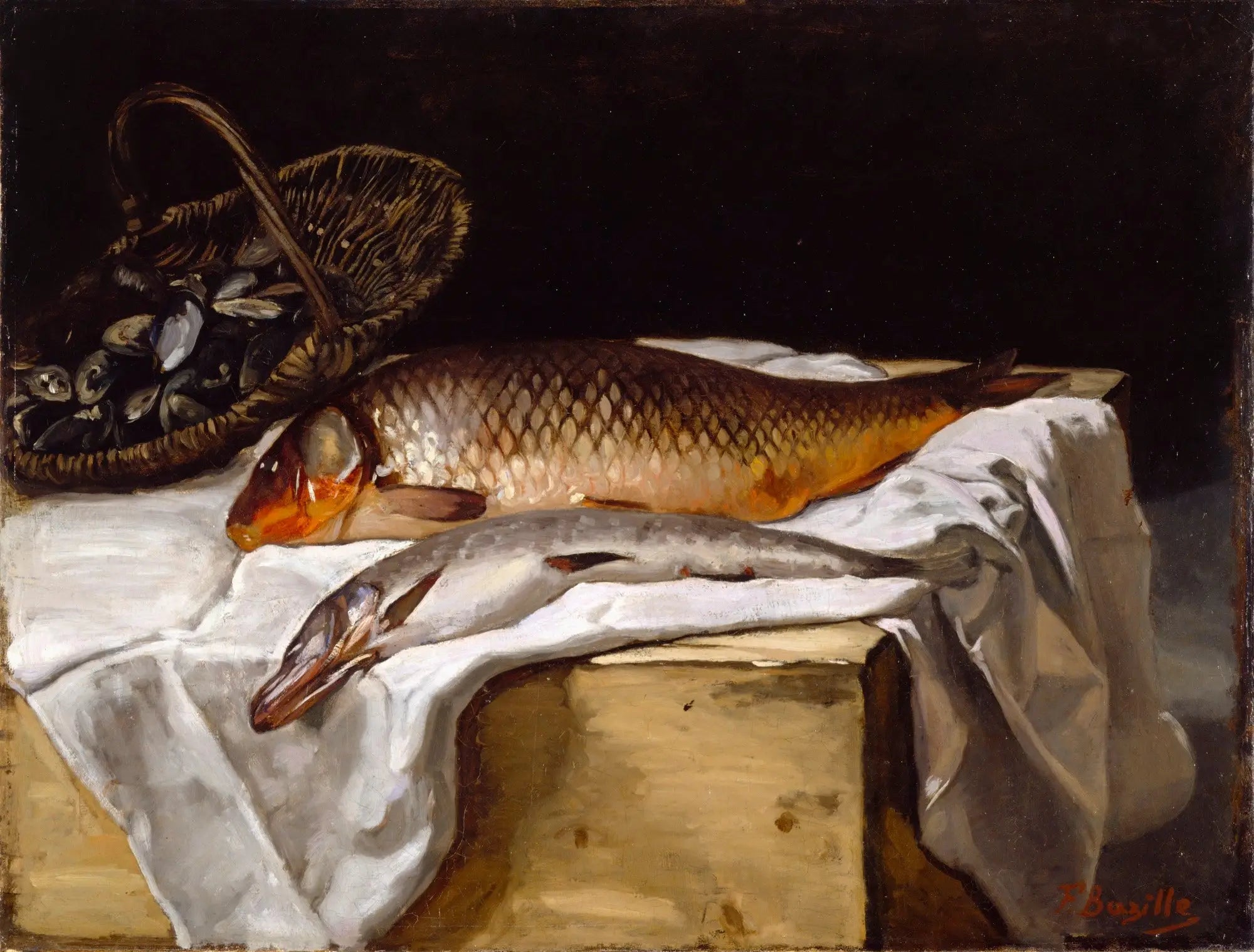 Reproduction du tableau « Nature morte avec du poisson - Frédéric Bazille » par Alpha Reproduction en peinture à l’huile