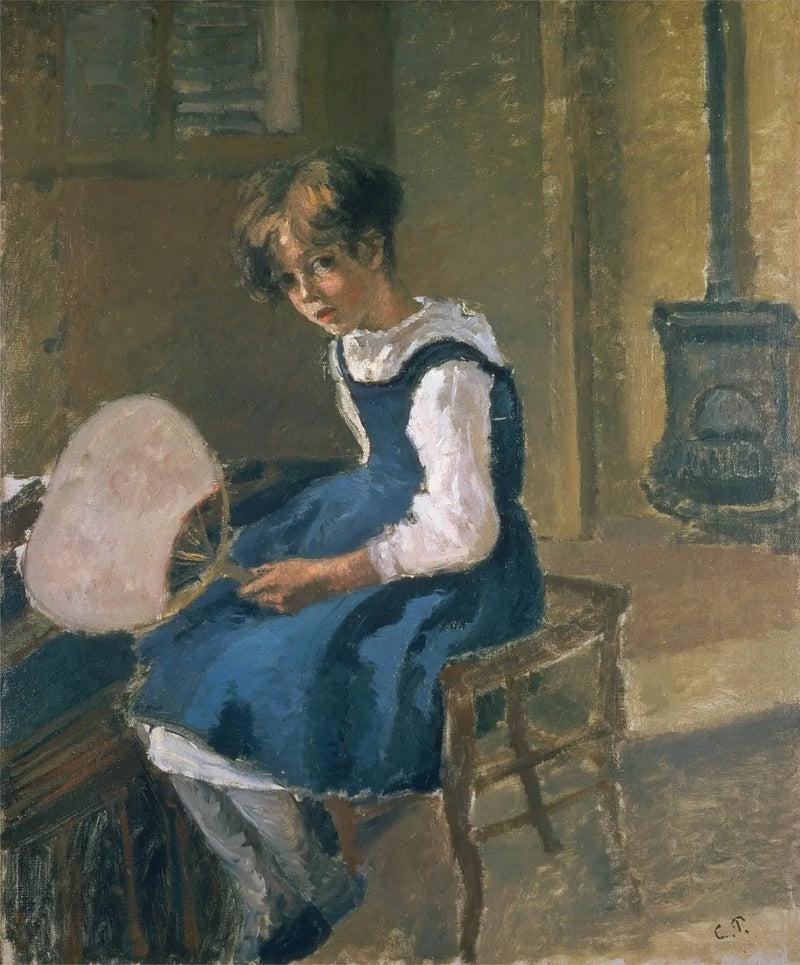 Jeanne Pissarro, ook wel Minette genoemd, met een waaier - Camille Pissarro