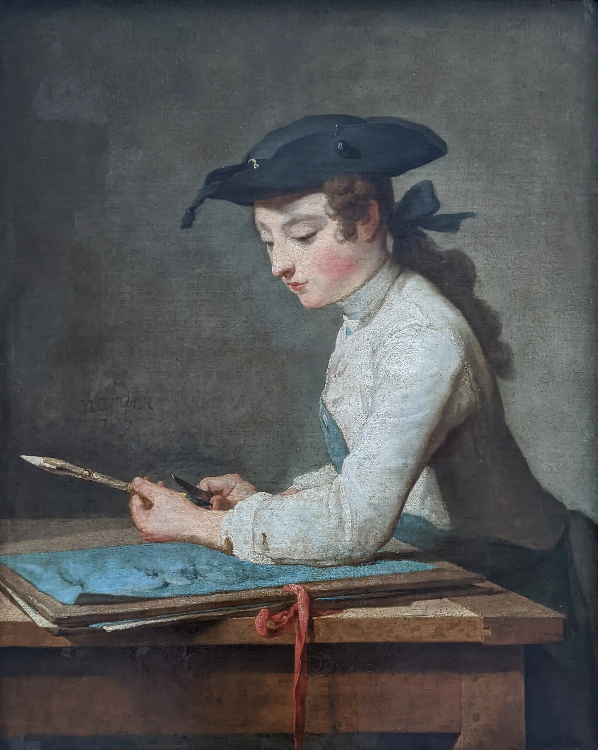 Jeune Dessinateur taillant son crayon - Jean Siméon Chardin - Alpha Reproduction