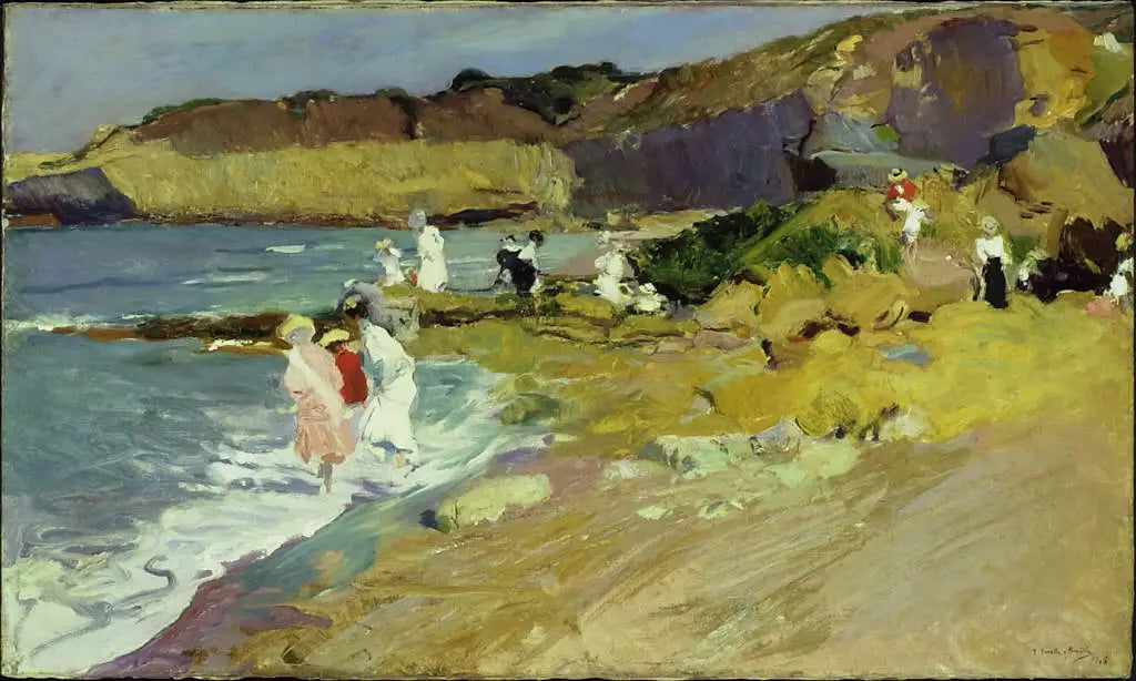 Reproduction du tableau « Rochers du phare, Biarritz - Joaquín Sorolla » par Alpha Reproduction en peinture à l’huile