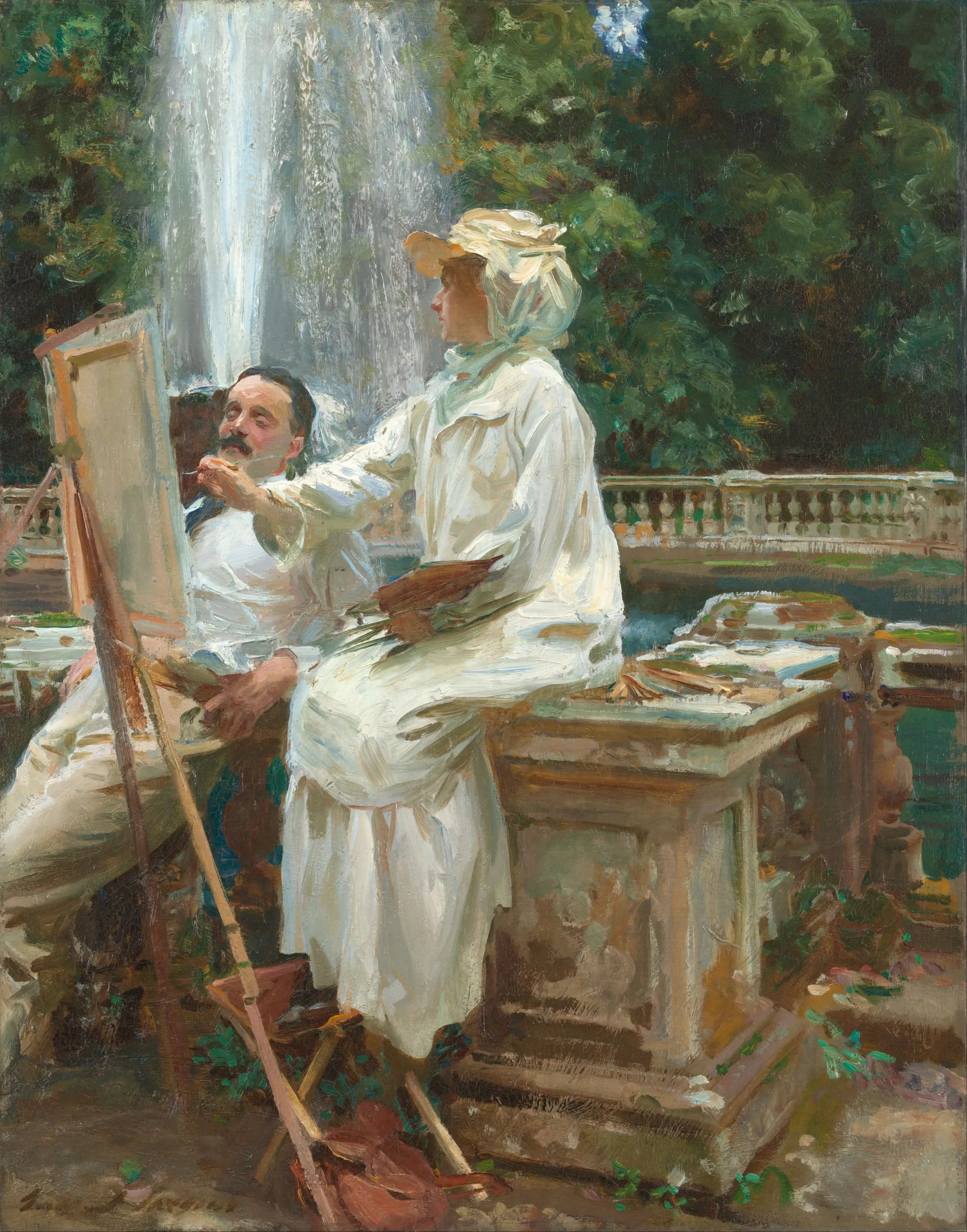 Reproduction du tableau « La fontaine, Villa Torlonia, Frascati, Italie - John Singer Sargent » par Alpha Reproduction en peinture à l’huile