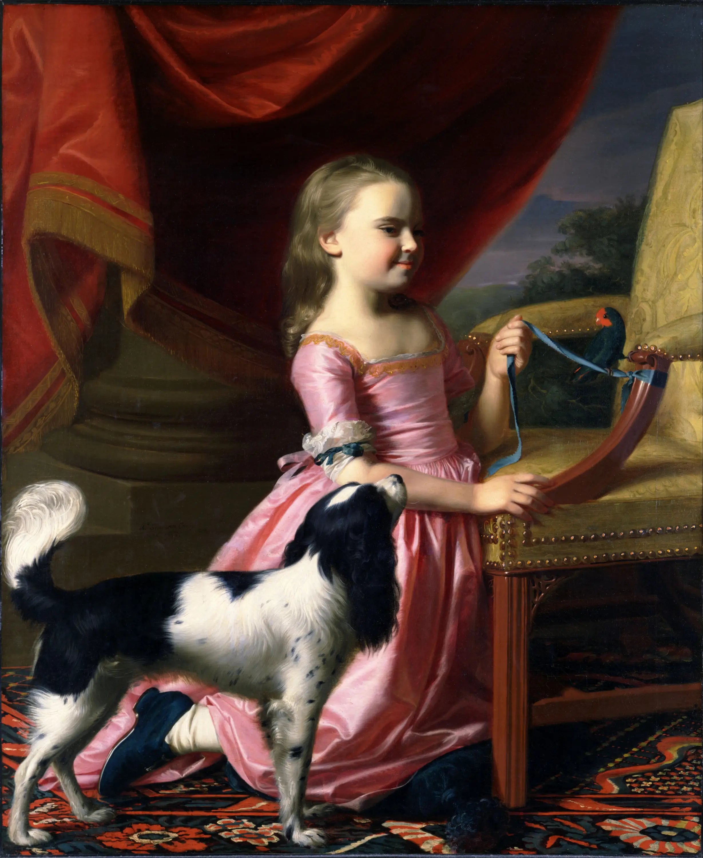Jeune femme avec un oiseau et un chien - John Singleton Copley - Alpha Reproduction