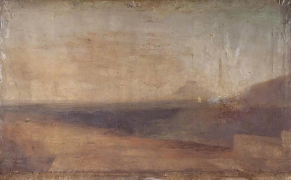 Reproduction du tableau « Extensive Landscape with River or Estuary and a Distant Mountain - J. M. W. Turner » par Alpha Reproduction en peinture à l’huile