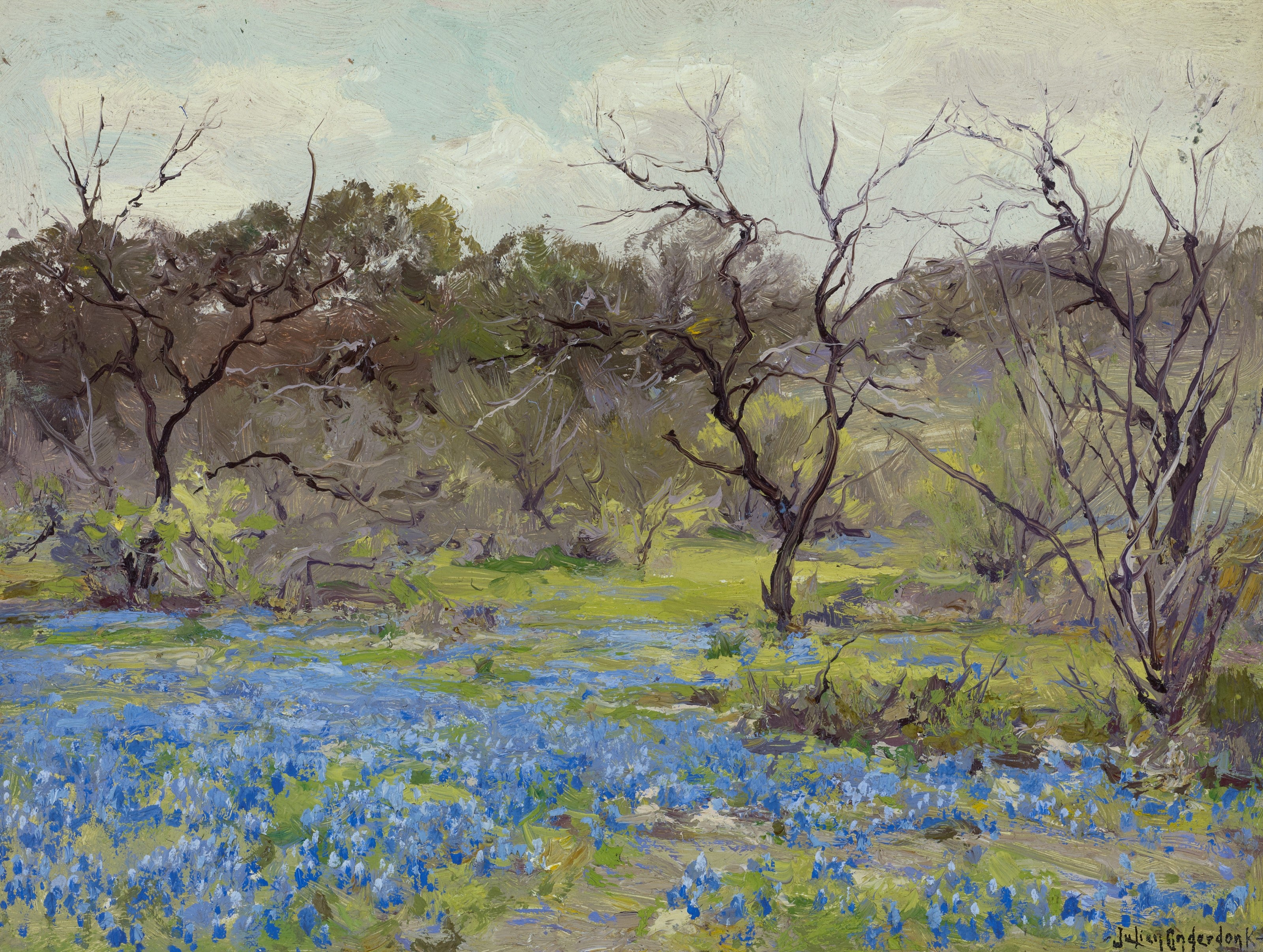 Début du printemps — Lupins bleus et mesquites - Julian Onderdonk - Alpha Reproduction