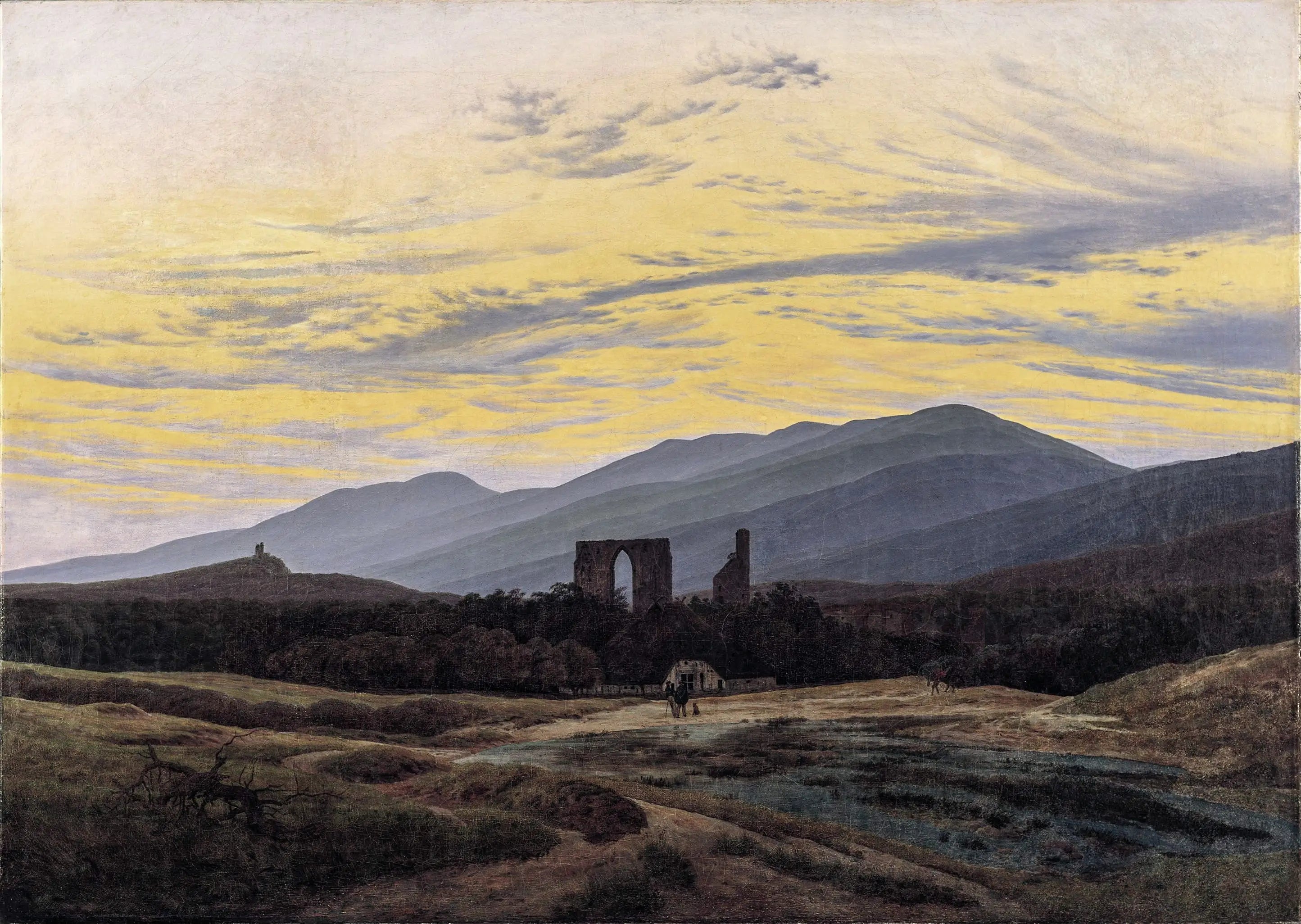 Reproduction du tableau « ruines du monastère d'Eldena dans le massif des Géants - Caspar David Friedrich » par Alpha Reproduction en peinture à l’huile
