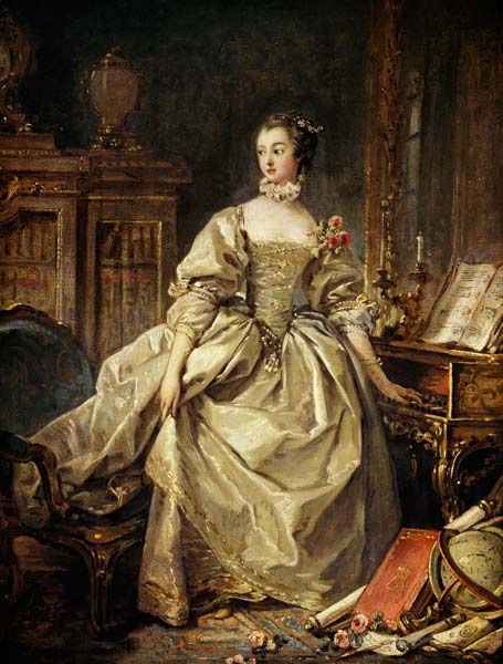 De markiezin van Pompadour aan het klavecimbel (1721-64) - François Boucher