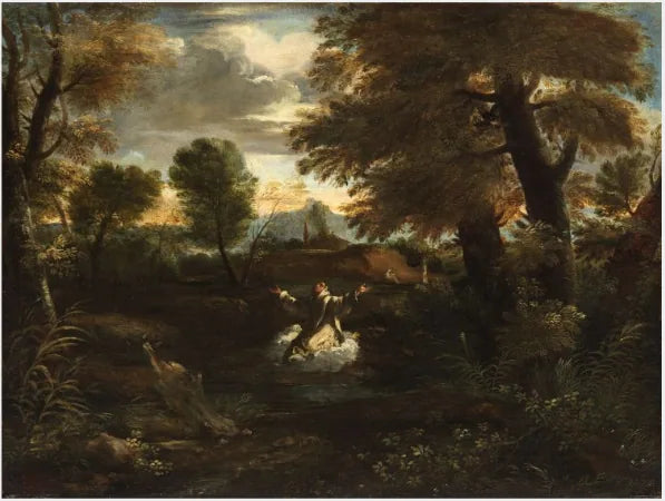 Paysage avec saint Bruno en extase - Pier Francesco Mola image 1 reproduction de peinture à l’huile