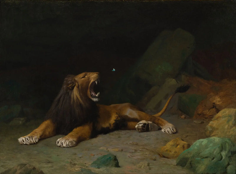 Leeuw die probeert een vlinder te vangen - Jean-Léon Gérôme