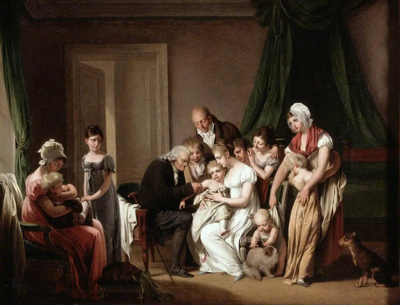Een man geeft een jong kind gevaccineerd door zijn moeder, onder het toezicht van andere familieleden - Louis-Léopold Boilly

Source:
Un homme vaccine un jeune enfant tenu par sa mère, sous le regard d'autres membres de la famille - Louis-Léopold Boilly