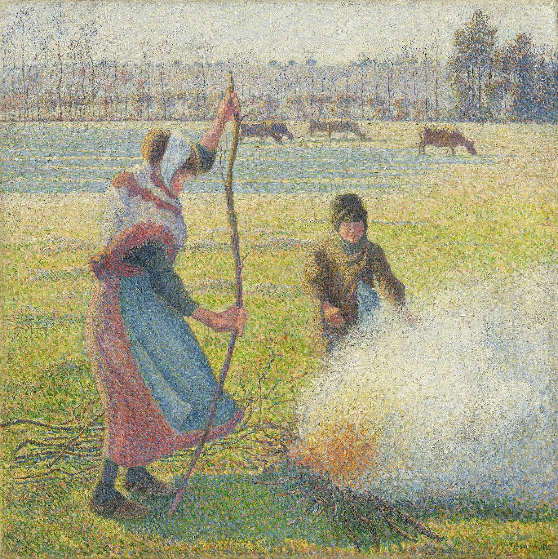 Reproduction du tableau « Jeune Paysanne faisant du feu. Gelée blanche - Camille Pissarro » par Alpha Reproduction en peinture à l’huile
