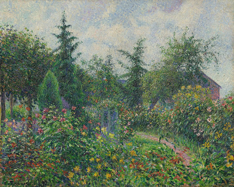 Tuin en kippenhok bij Octave Mirbeau, Les Damps - Camille Pissarro