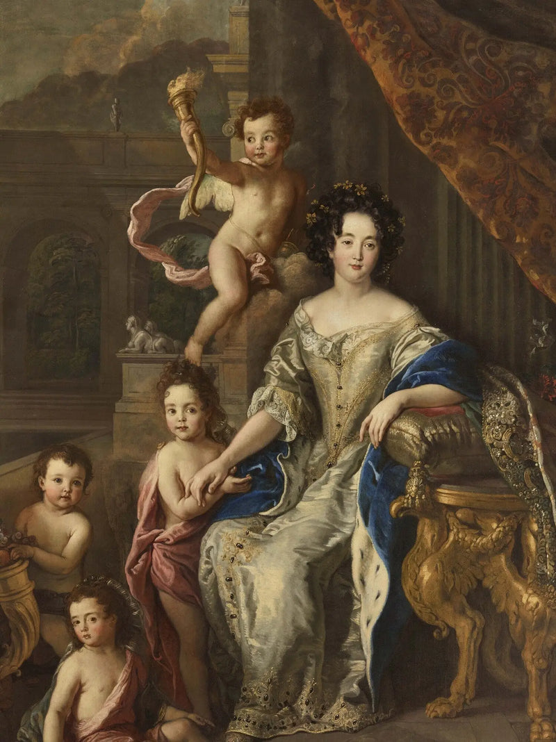 Anne de Bavière, hertogin van Enghien en daarna prinses van Condé, met haar kinderen - Pierre Mignard