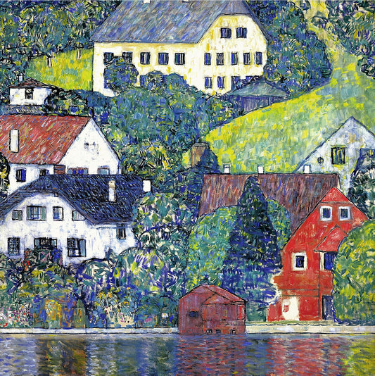 🏘️🌿 Huizen in Unterach aan de Attersee – Gustav Klimt (rond 1916)