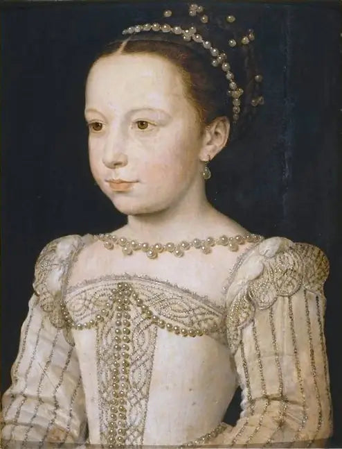 Margaretha van Frankrijk (1553-1615), toekomstige koningin van Navarre - François Clouet

Source:
Marguerite de France (1553-1615), future reine de Navarre - François Clouet