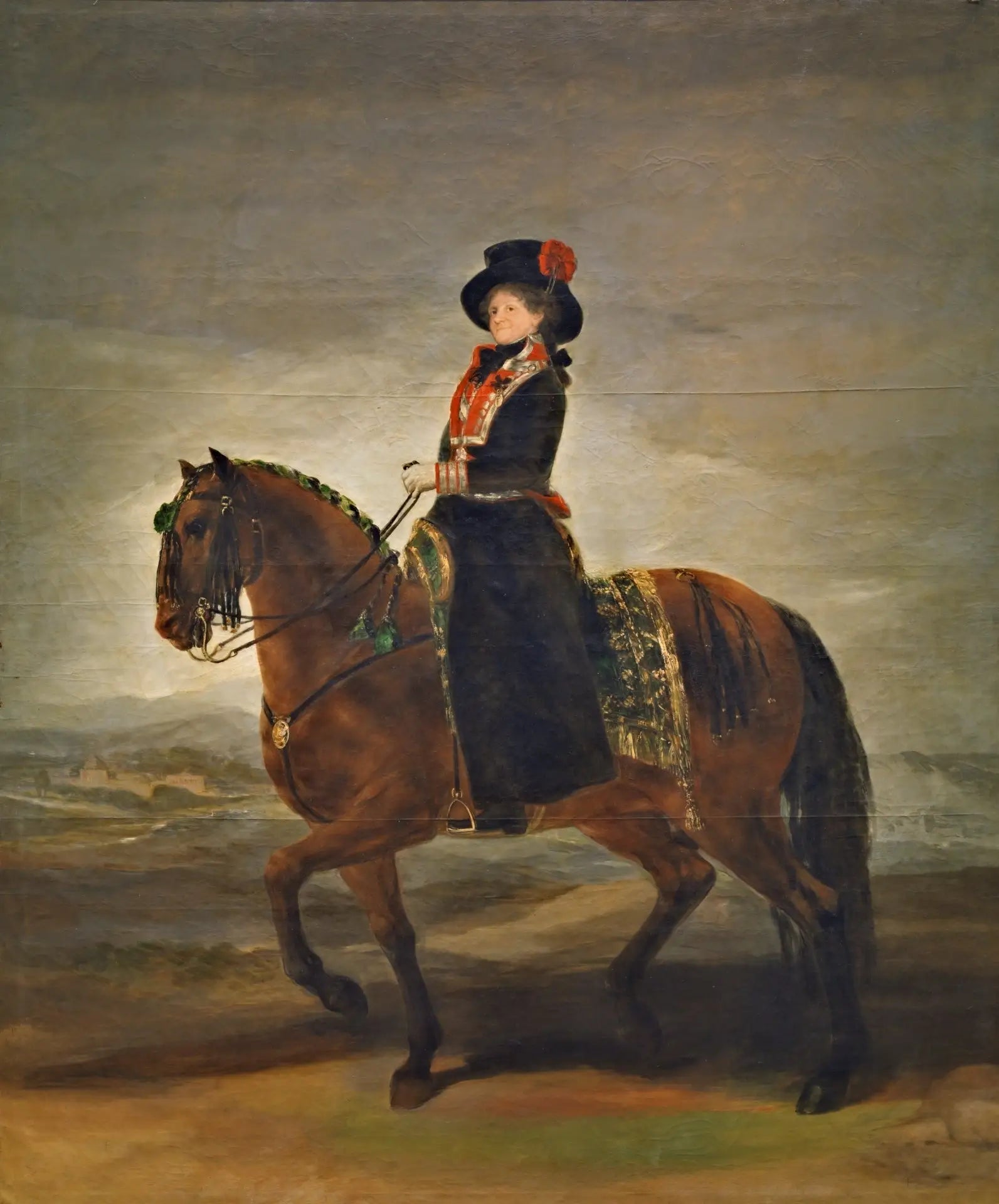 Reproduction du tableau « La reine María Luisa à cheval - Francisco de Goya » par Alpha Reproduction en peinture à l’huile