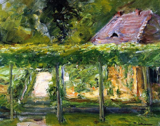 Vue sur la haie élevée de tilleul dans le jardin après ouest - Max Liebermann - Reproductions de tableaux et peintures haut de gamme