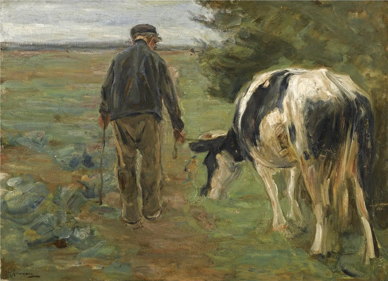 Boeren en koe - Max Liebermann