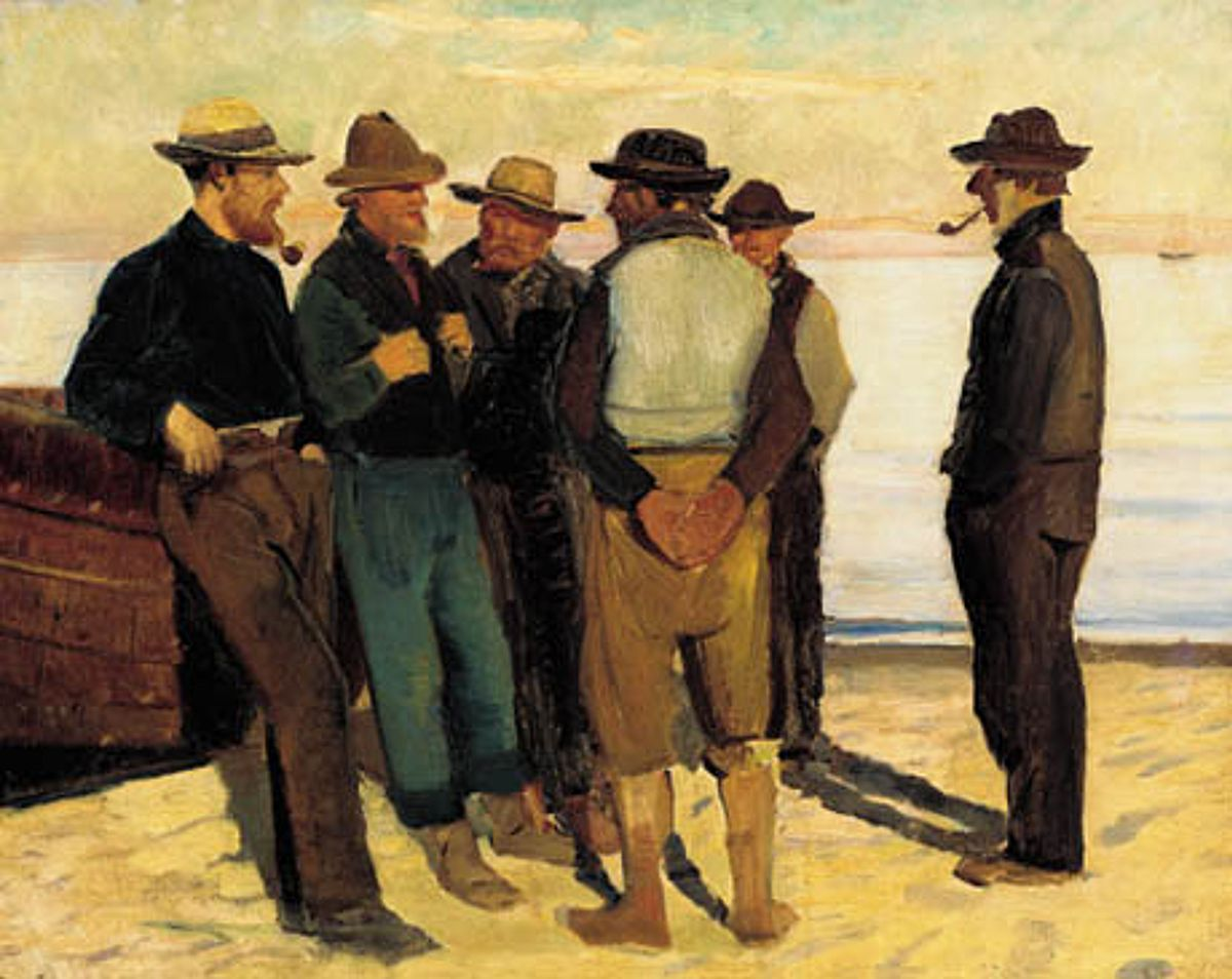 Pêcheurs en bord de mer par une soirée d’été. Étude. (2) - Michael Peter Ancher - Alpha Reproduction
