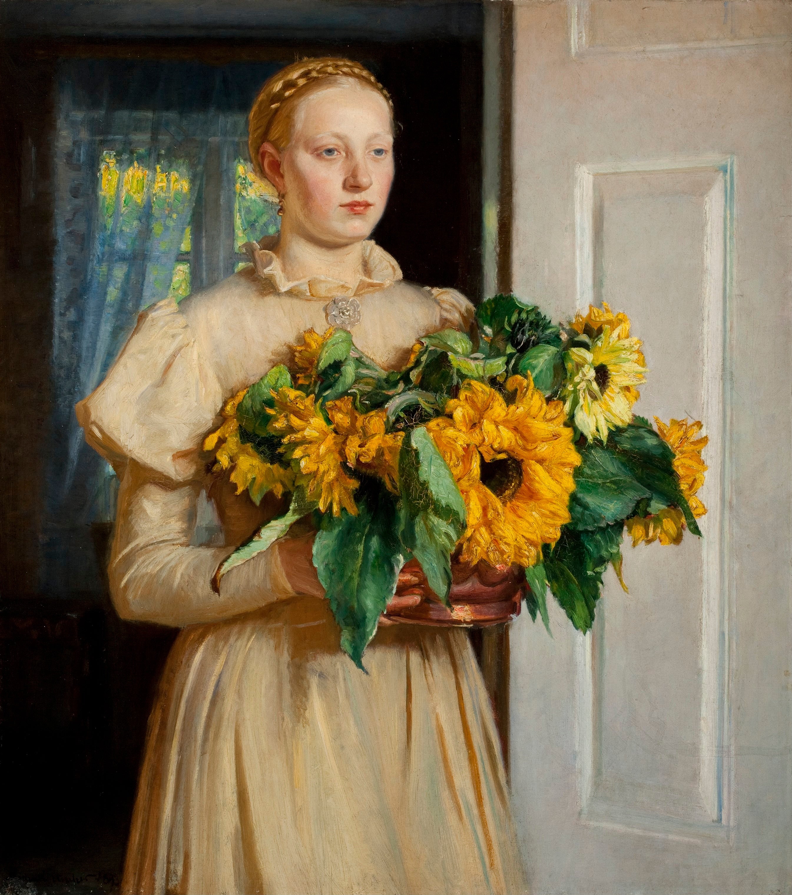 Fille aux tournesols (1893) - Michael Peter Ancher - Alpha Reproduction