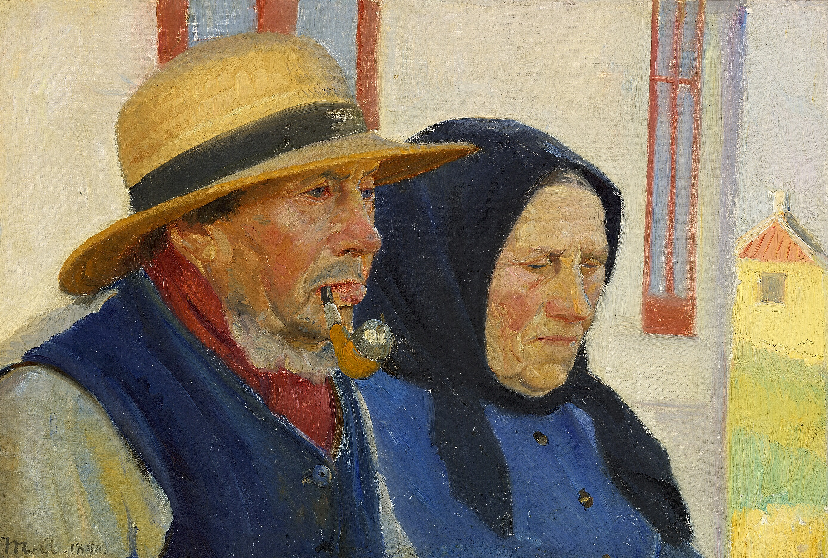 Niels et Ane Gaihede devant leur maison à Østerby. - Michael Peter Ancher - Alpha Reproduction
