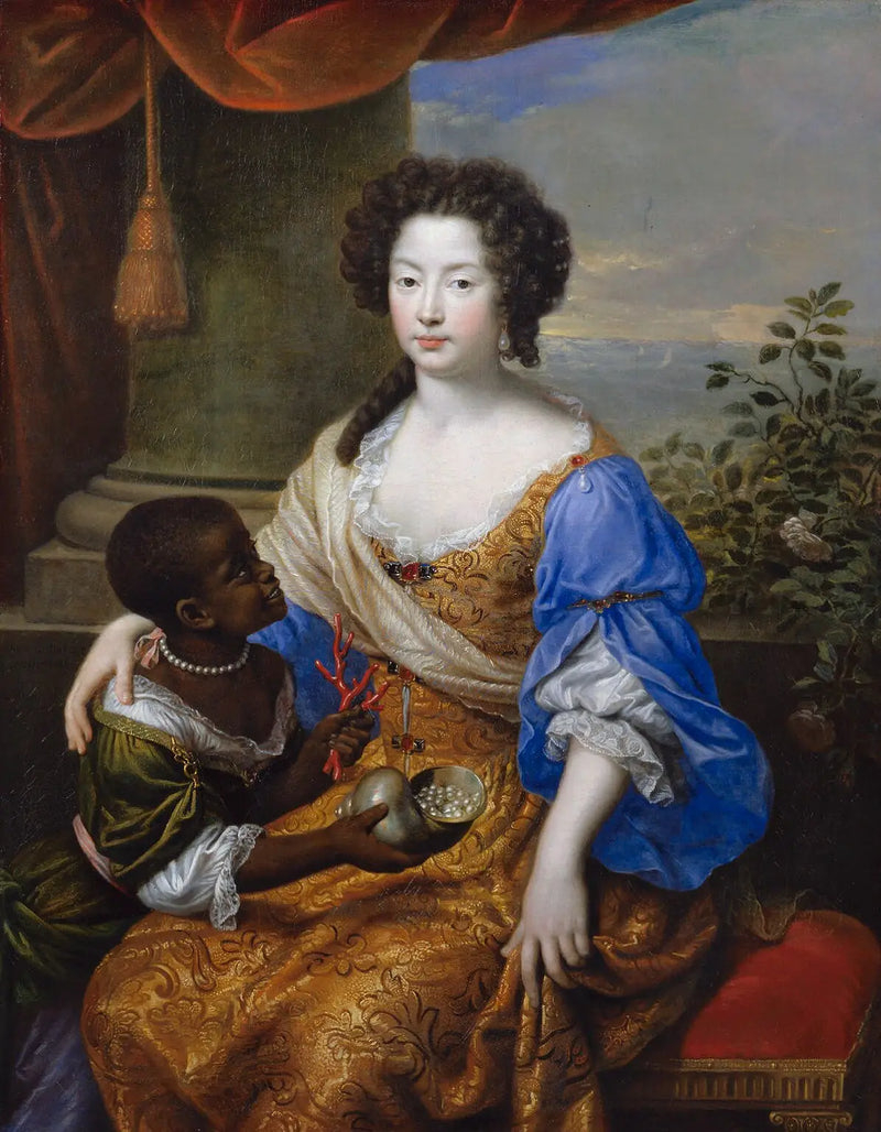 Louise de Kéroualle, hertogin van Portsmouth met een onbekende gevolgster - Pierre Mignard