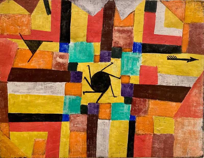Met de draaiende zwarte zon en de pijl - Paul Klee