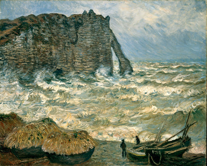 🎨 De kliffen van Étretat bij ruwe zee – Claude Monet, 1883