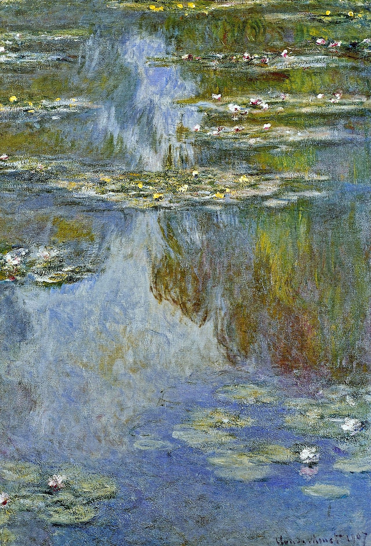 🌸 Waterlelies – Blauwe en gele reflecties (1907)