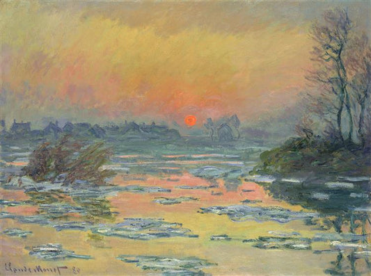 Reproduction du tableau « Le coucher du soleil sur la Seine en hiver - Claude Monet » par Alpha Reproduction en peinture à l’huile