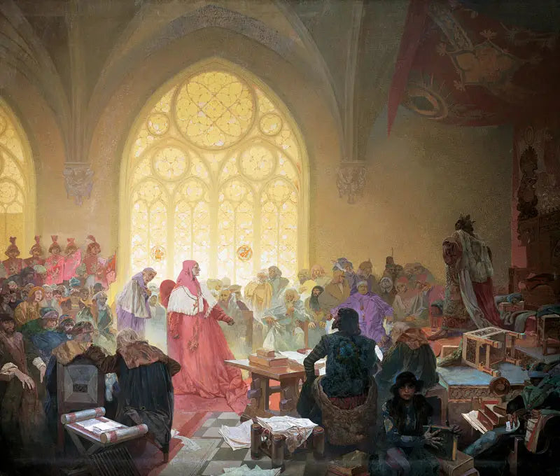 De Hussietenkoning Jiří z Poděbrad - Alphonse Mucha