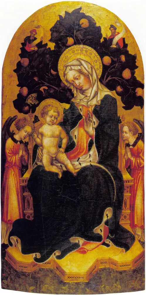 Maagd met Kind troonend met engelen en profeten in aanbidding - Gentile da Fabriano