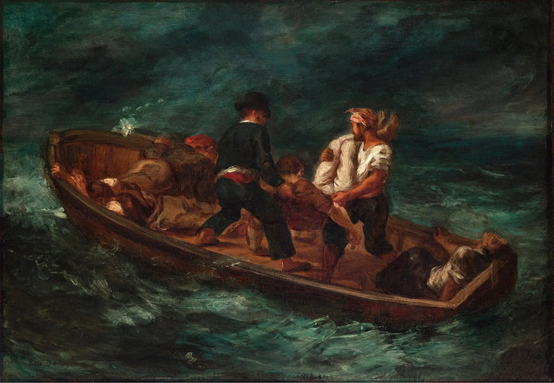 Na het schipbreuk (Het schip van Don Juan - het lijk wordt in het water gegooid) - Eugène Delacroix