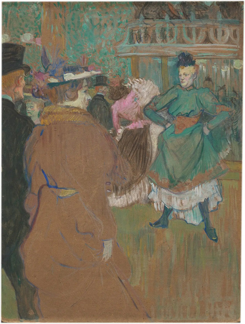 Bij de Moulin Rouge: Het vertrek van de quadrille - Henri de Toulouse-Lautrec
