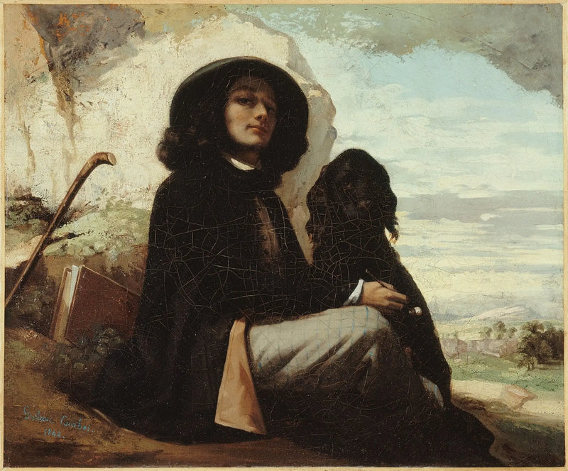 Zelfportret met zwarte hond - Gustave Courbet