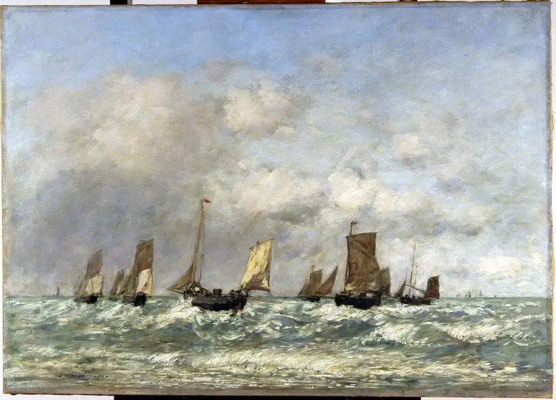 Berck: de vertrek van de boten - Eugène Boudin