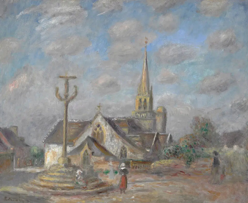 Kruisiging en kerk van Nizon - Pierre-Auguste Renoir