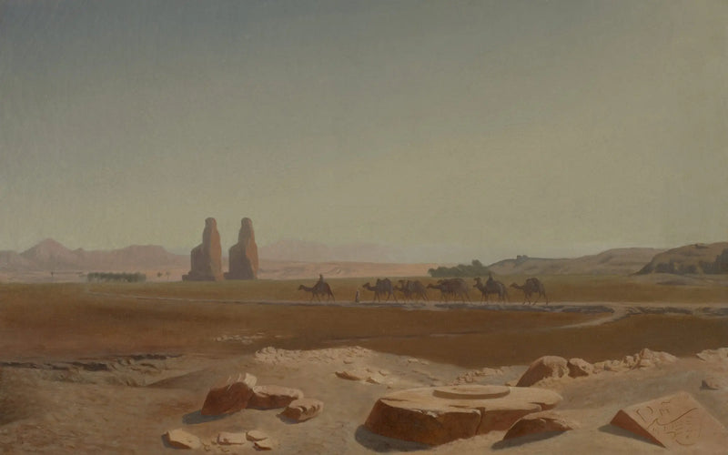 Karavaan die langs de kolossen van Memnon passeert. Thebe - Jean-Léon Gérôme