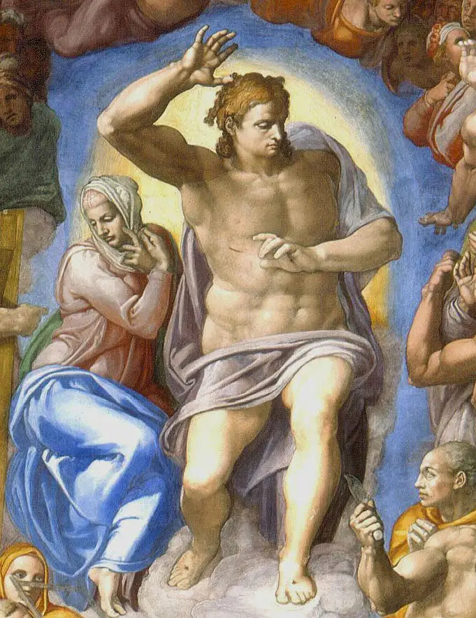 Christus, detail van het Laatste Oordeel - Michelangelo