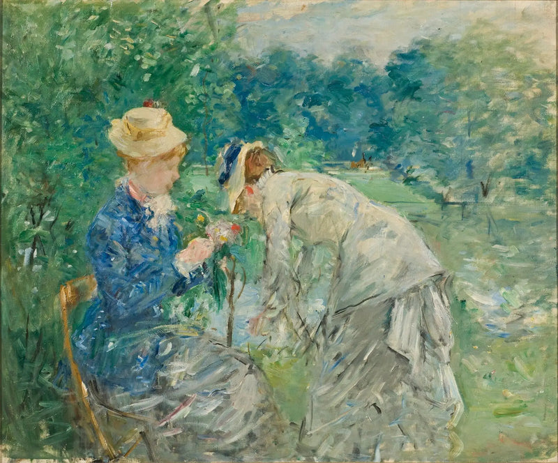 Dames bloemen plukken - Berthe Morisot