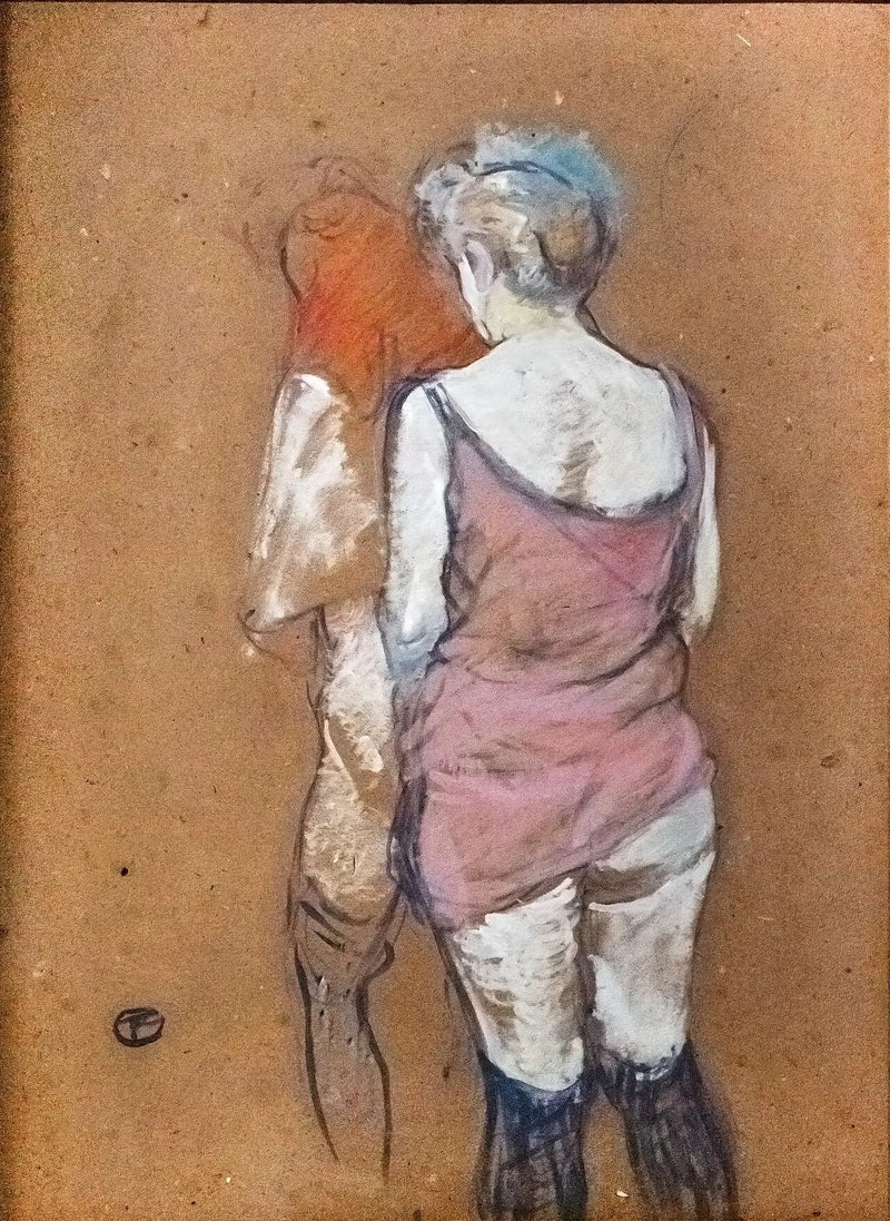 Twee halfnaakte vrouwen van achteren. Huis aan de Rue des Moulins - Henri de Toulouse-Lautrec