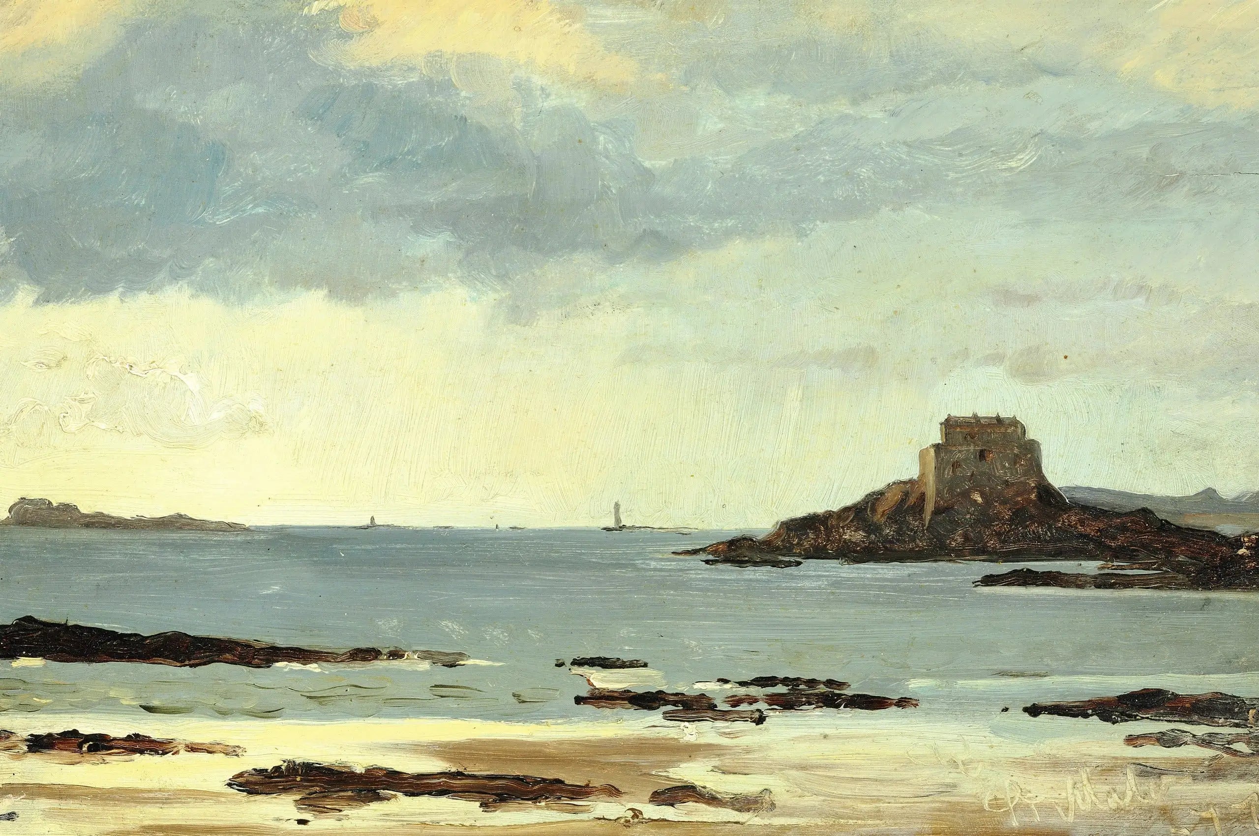 Étude de la plage par temps gris à Saint-Malo - Peder Severin Krøyer - Alpha Reproduction