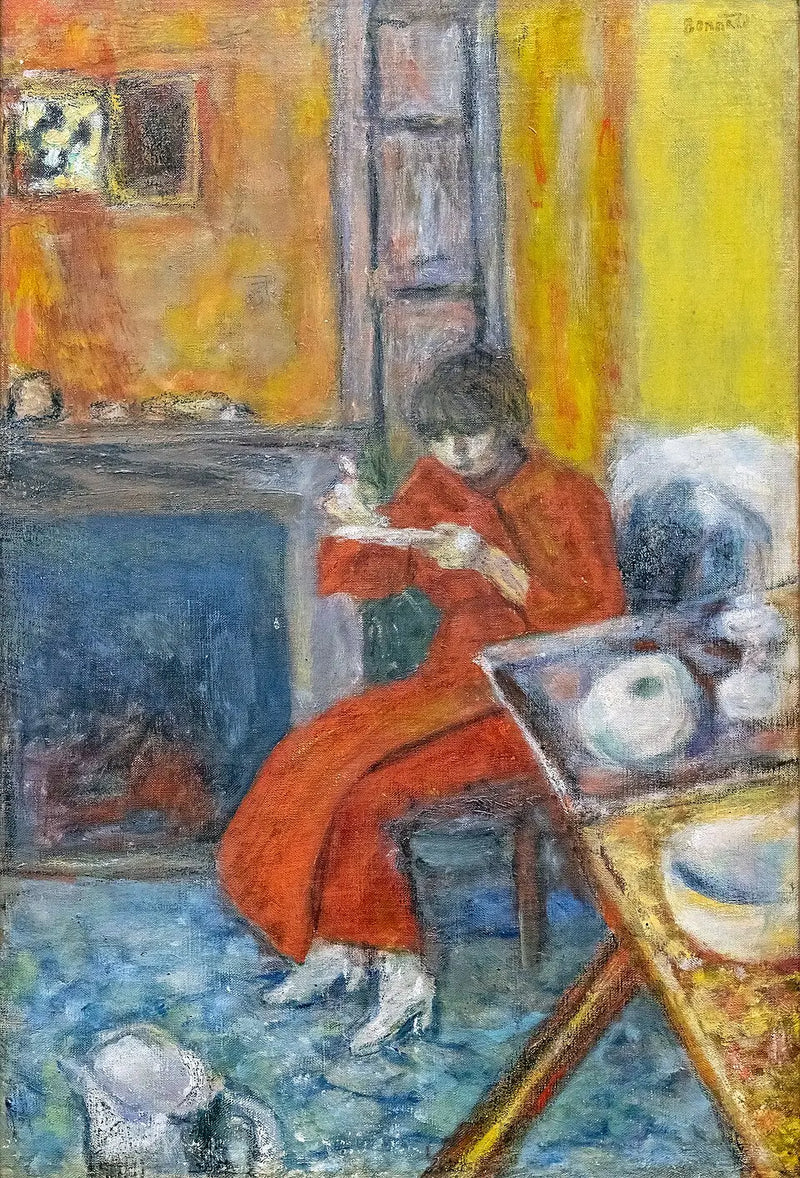 Vrouw in een rode badjas - Pierre Bonnard