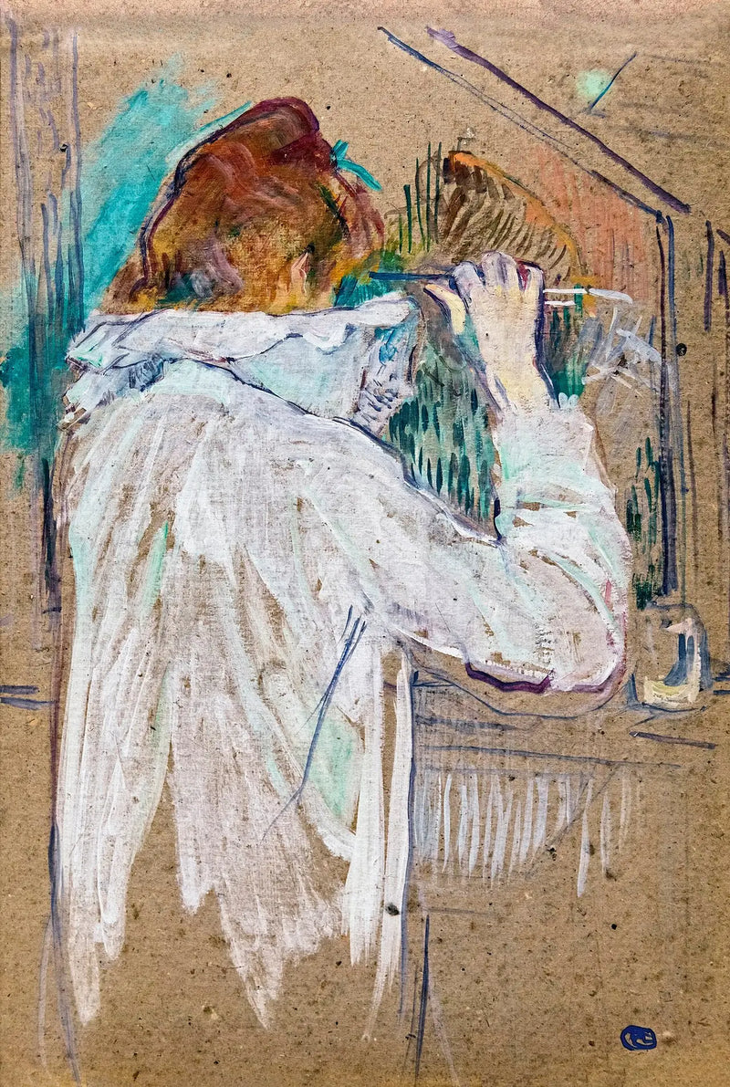 Vrouw die zich krult - Henri de Toulouse-Lautrec