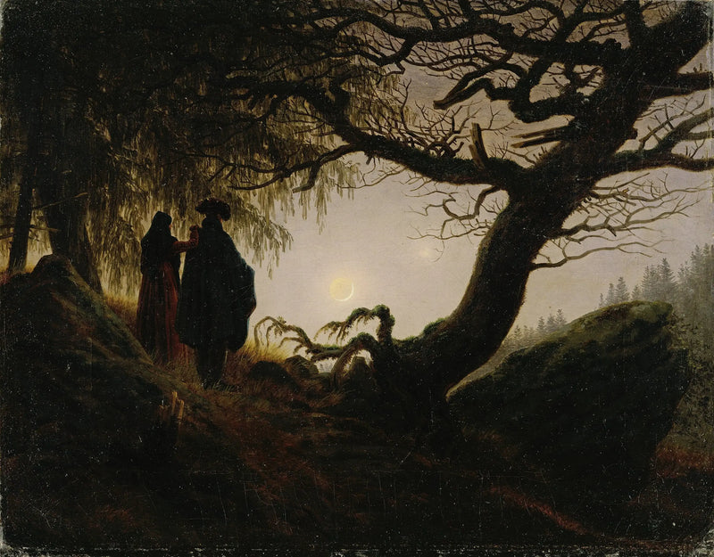 Man en Vrouw die de Maan Contempleren - Caspar David Friedrich