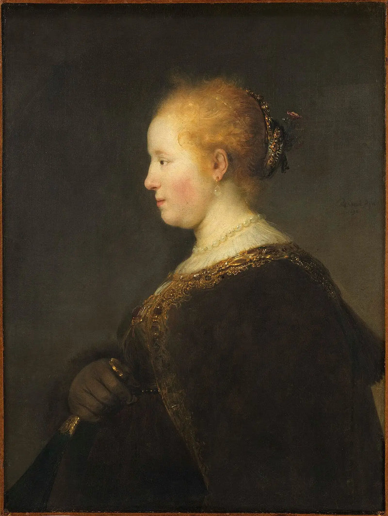 Jonge vrouw in profiel - Rembrandt